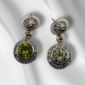 Drop Earring with Canary CZ and Rhinestones