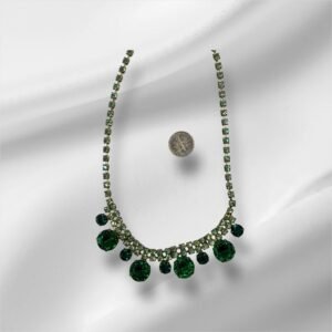 Rhinestone Necklace with Emerald Colored Teardrop Stone