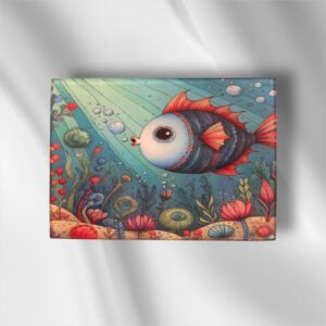 8 x 11 Tempered Glass Cutting Board - Whimsical Fish
