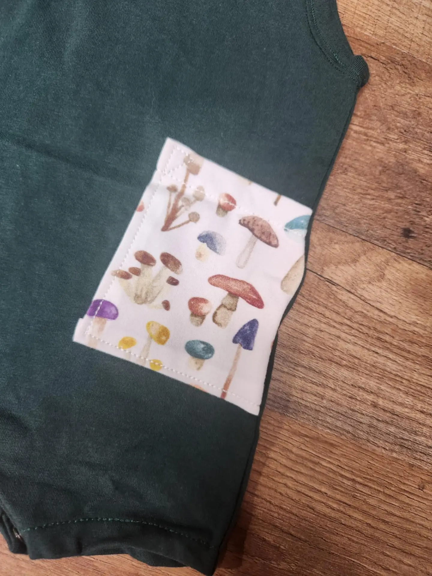 Small Blessings Designs Tank Romper with Mushroom Pocket - Image 2