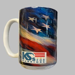 4 A Cause - by Lorraine Staunch "K-9s Flag" benefitting K-9s for Warriors 15 oz Coffee Mug