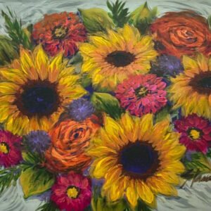 4 A Cause -  Cutting Boards by Lorraine Staunch "Sunflowers and Zinnias" benefitting K-9 Orphans  11 x 15