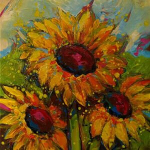 4 A Cause -  Cutting Boards by Lorraine Staunch "Three Sunflowers" benefitting K-9 Orphans  11 x 15
